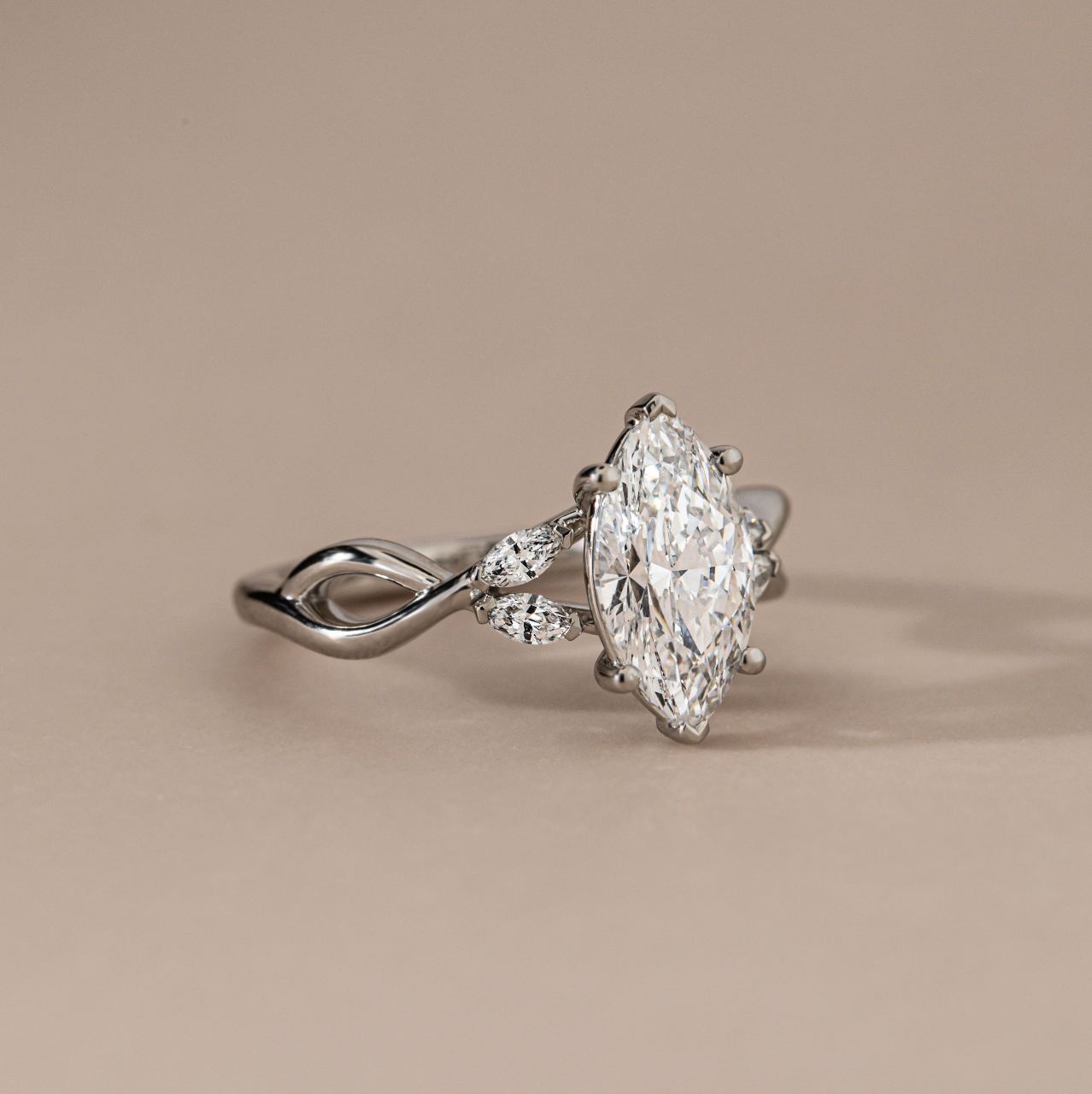 Cluster-Marquise Lab Grown Diamond Engagement Ring