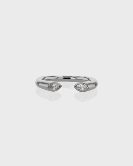 0.50 TCW Marquise  Lab Grown Diamond  Half Open Wedding Band 1