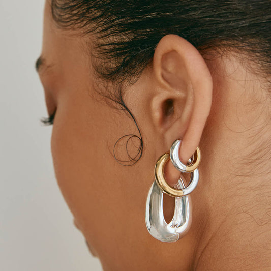 Radiant Reversible Mixed Metal Hoop Earrings 2