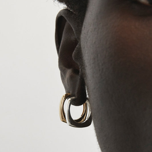 Golden Contemporary Square Hoop Earrings 2