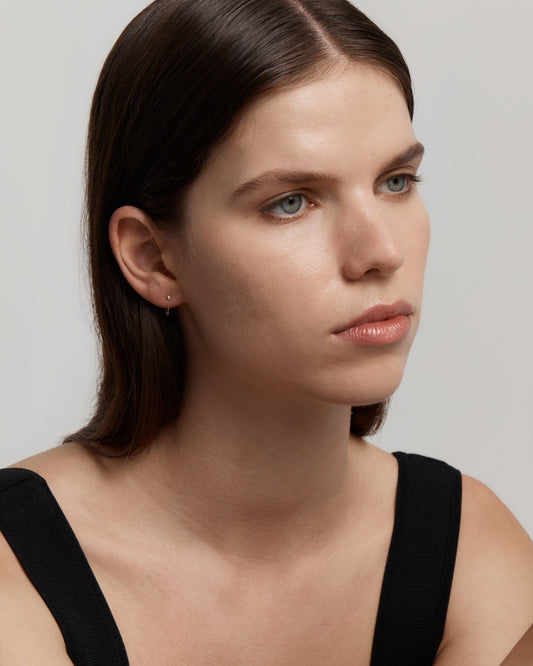 0.10 TCW Round Lab Grown Diamond Gold Chain Earrings 2