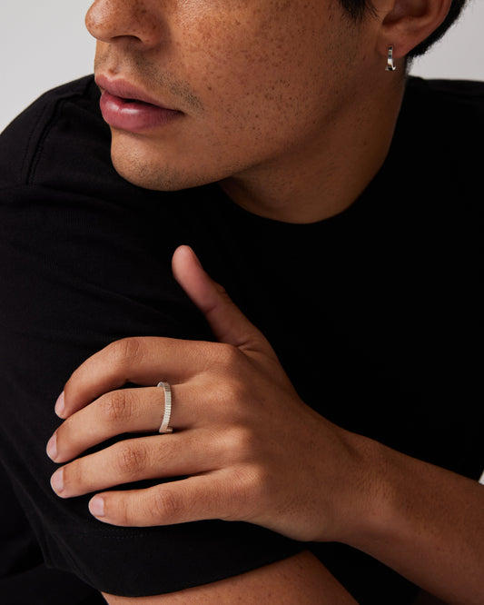 Elegant Split Traction Wedding Band in Polished Silver 2