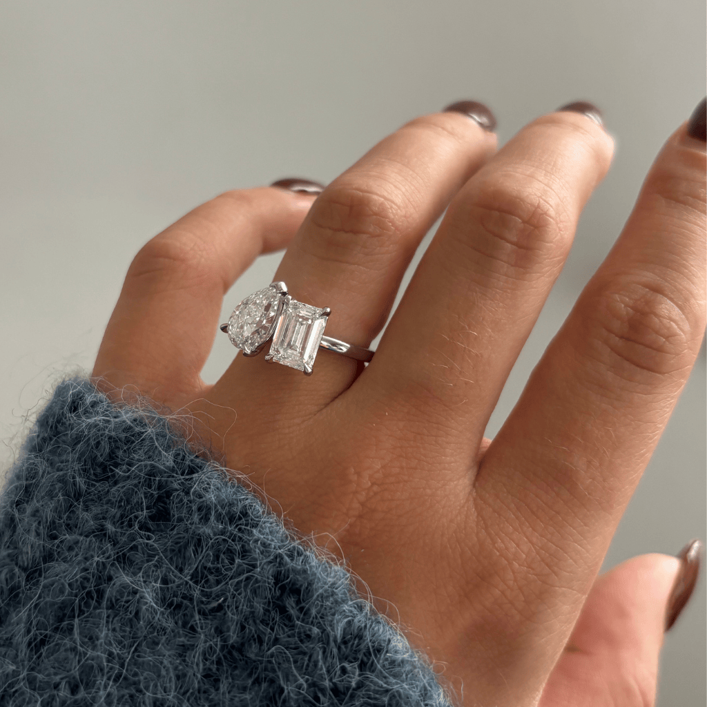 Toi Et Moi-Emerald & Pear Lab Grown Diamond Engagement Ring