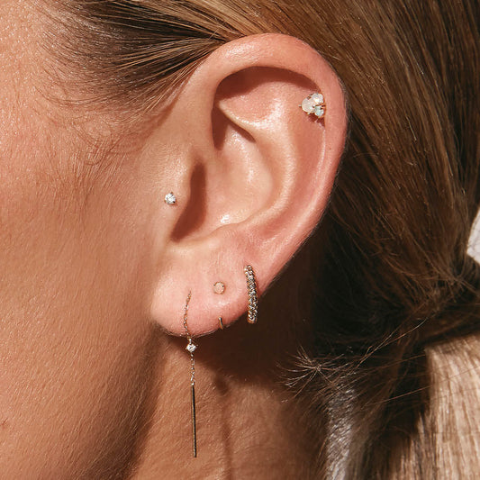 Radiant 0.04 TCW Round Opal Gemstone Hoop Earrings 2