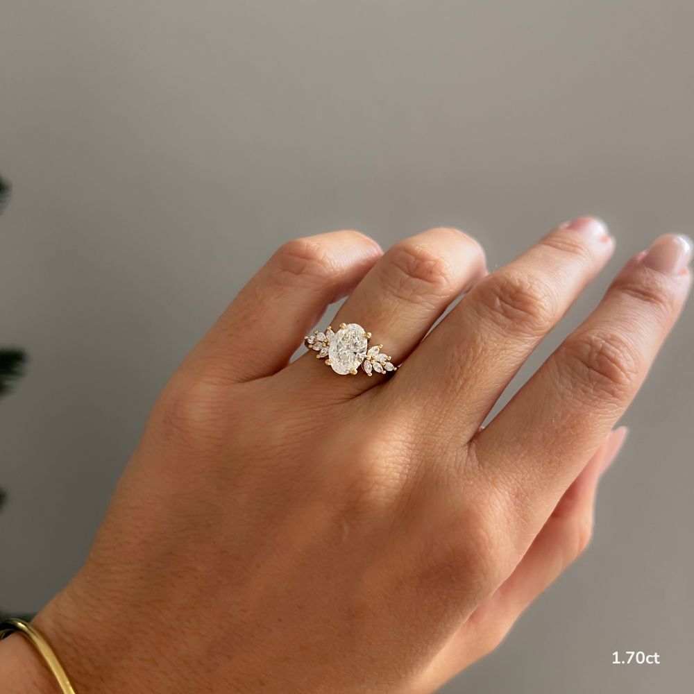 Cluster-Oval Lab Grown Diamond Engagement Ring