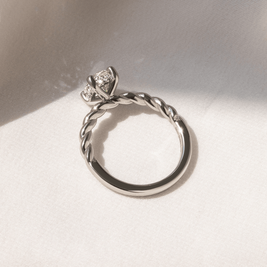 Hidden Halo & Twisted Shank-Oval Lab Grown Diamond Engagement Ring