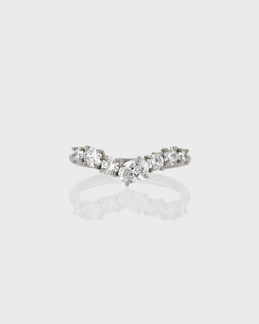 0.50 TCW Oval Lab Grown Diamond V Shaped Wedding Band 1