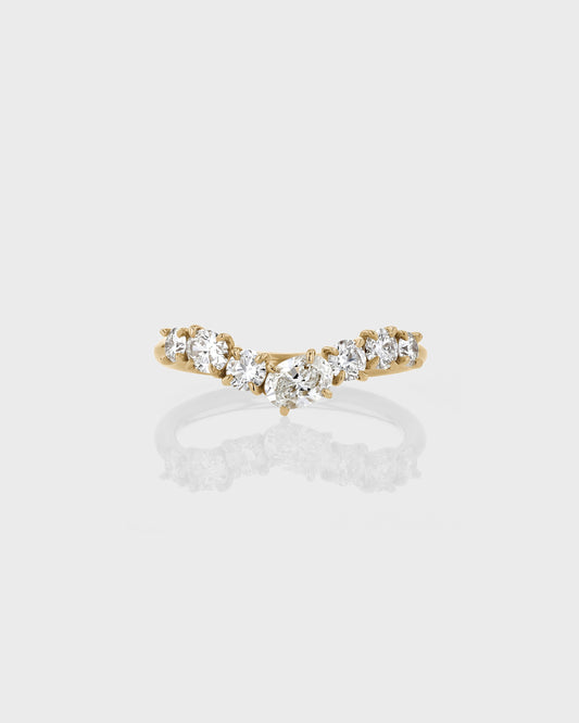 0.50 TCW Oval Lab Grown Diamond V Shaped Wedding Band 1