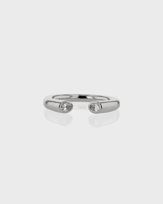 0.50 TCW Oval Lab Grown Diamond Half Open Wedding Band 1