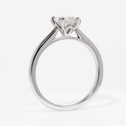 Solitaire Tulip Style-1.0 CT Oval Lab Grown Diamond Engagement Ring