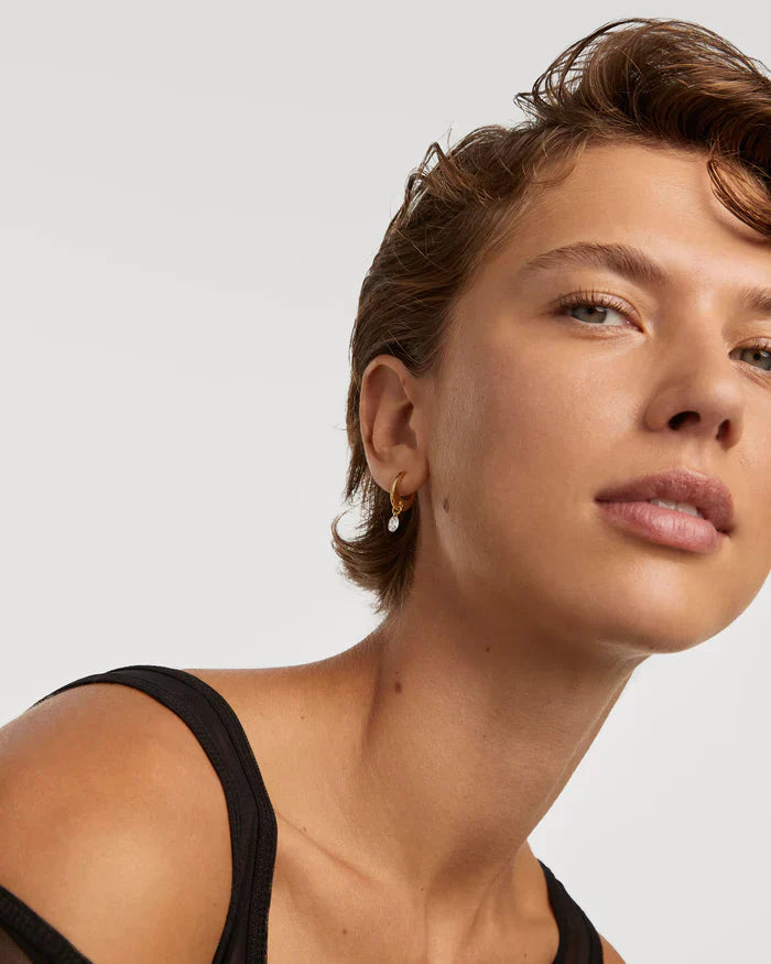 Pink Amethyst Lab Grown Diamond Hoop Earrings 4