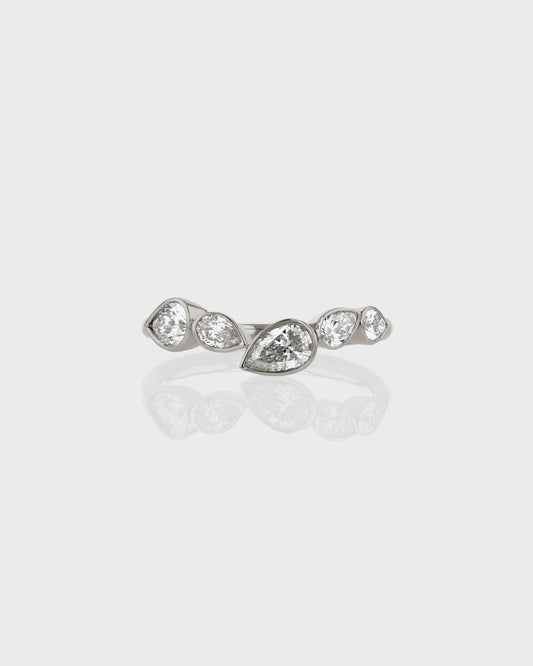 0.50 TCW Pear Lab Grown Diamond Bezel Shaped Wedding Band 1