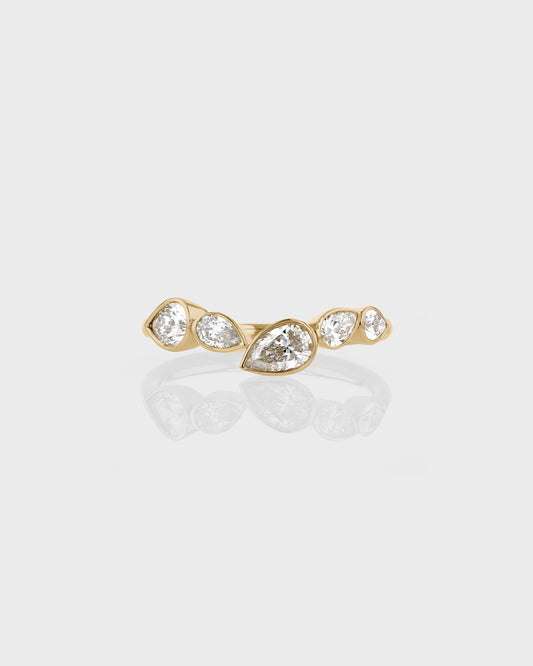 0.50 TCW Pear Lab Grown Diamond Bezel Shaped Wedding Band 1