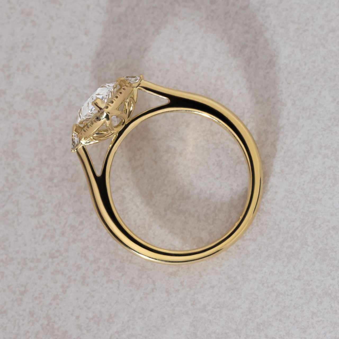 Halo & Three Stone-Pear Lab Grown Diamond Engagement Ring