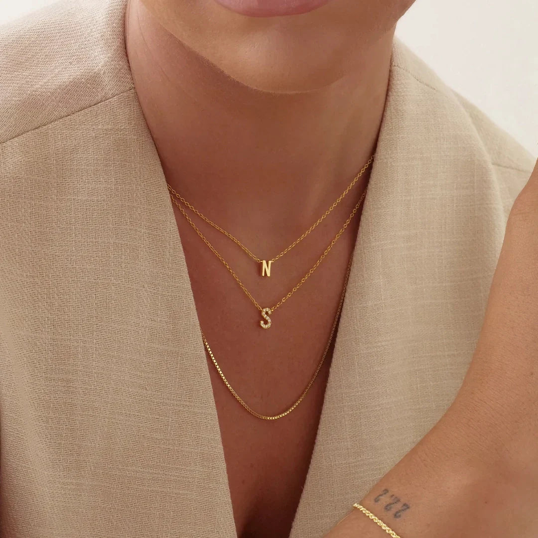 Elegant Silver Initial "A" Pendant Necklaces
