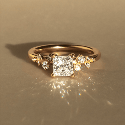 Cluster-Princess Lab Grown Diamond Engagement Ring