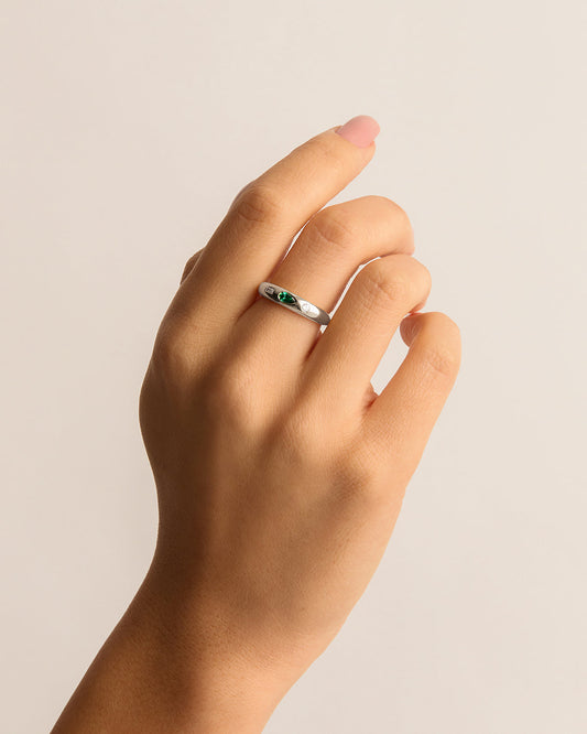 Elegant Lab-Made Diamond Wedding Band with Green Pear Emeralds 2