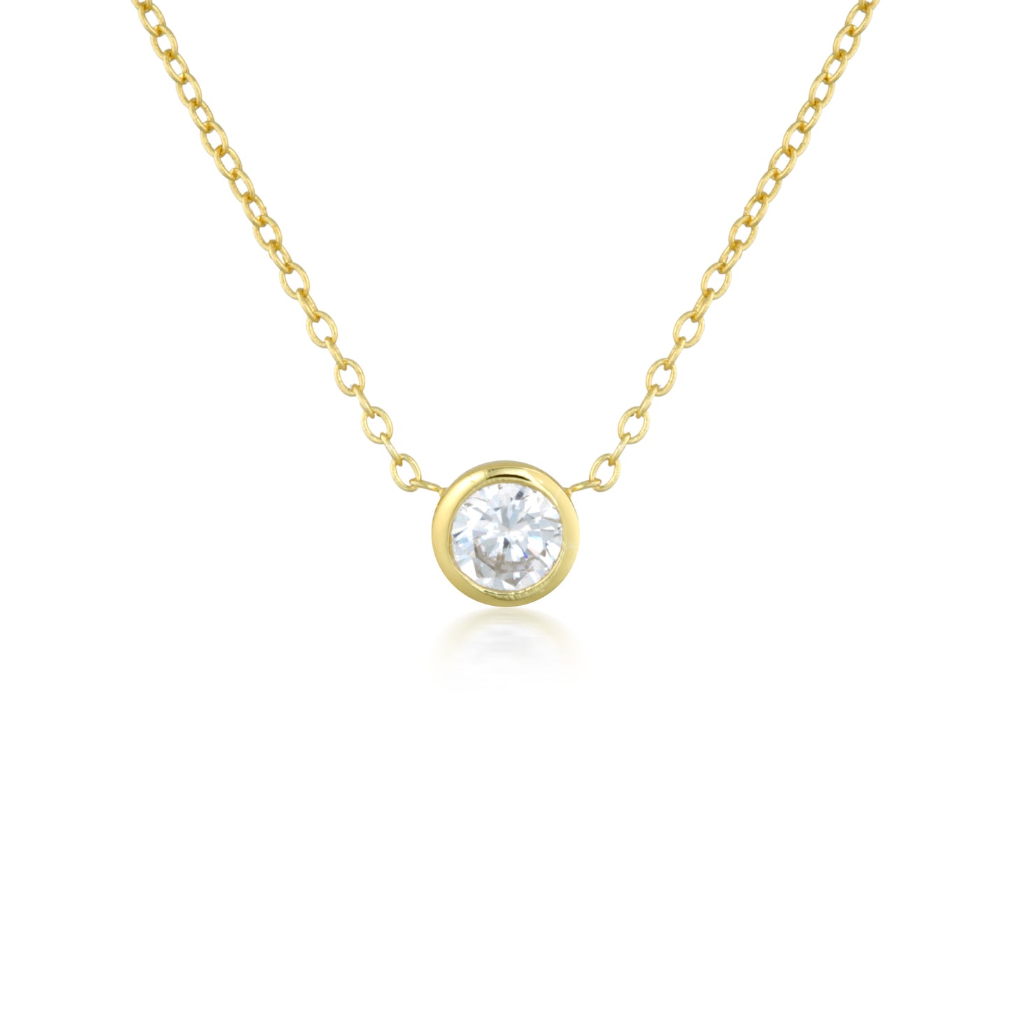 0.40 CT Round Lab-Grown Diamond Bezel Pendant Necklace 14