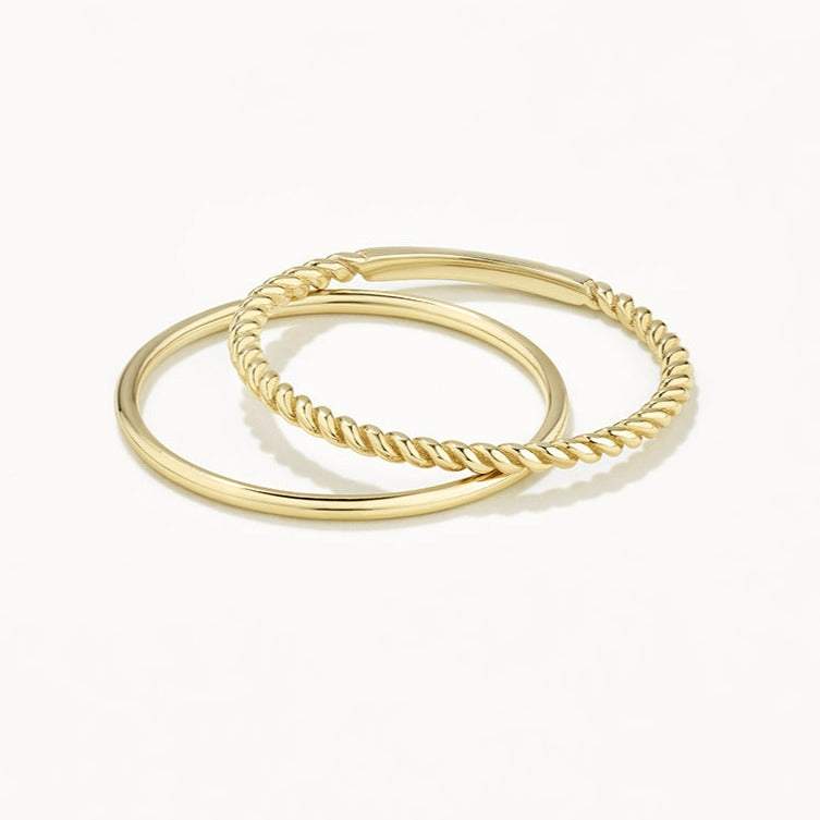 Elegant Gold Twist Ring Duo Set 10