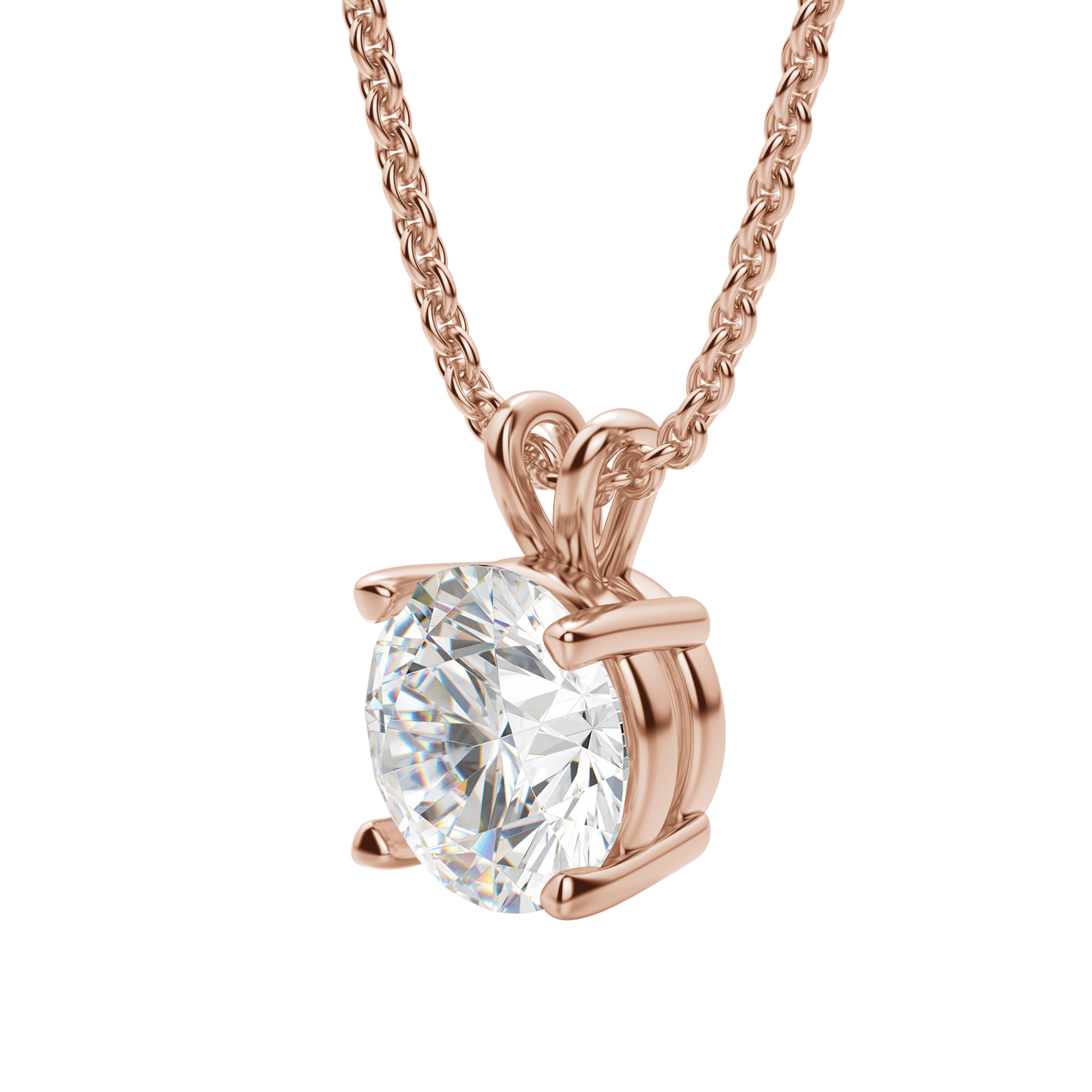 1.0 CT Round Lab-Grown Diamond Solitaire Pendant Necklace in Gold 13