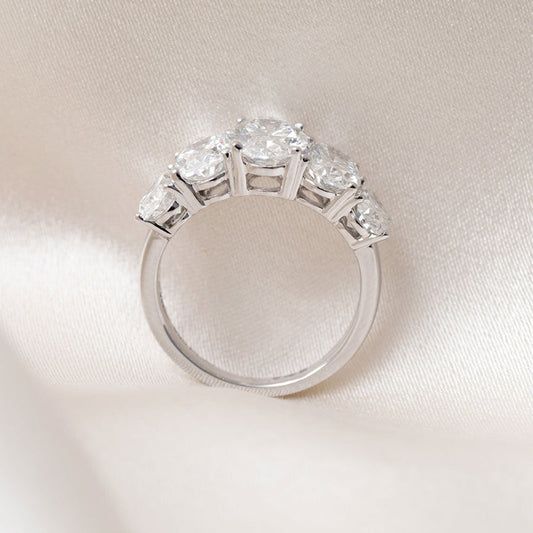 Five Stone-5.0 CT Oval Lab Grown Diamond Engagement Ring