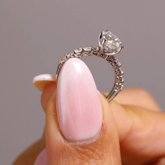 Pave-1.5 CT Pear Lab Grown Diamond Engagement Ring