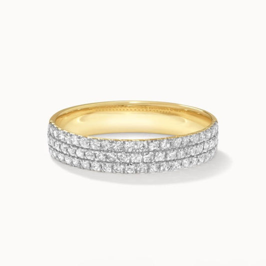 0.43 TCW Round Lab Grown Diamond Triple Row Eternity Wedding Band 1