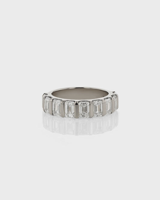 0.50 TCW Emerald Cut Lab Grown Diamond Half Eternity Band 1