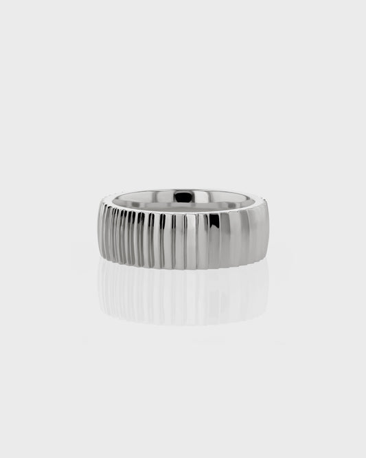 Classic Rugged Simple White Gold Wedding Band 1