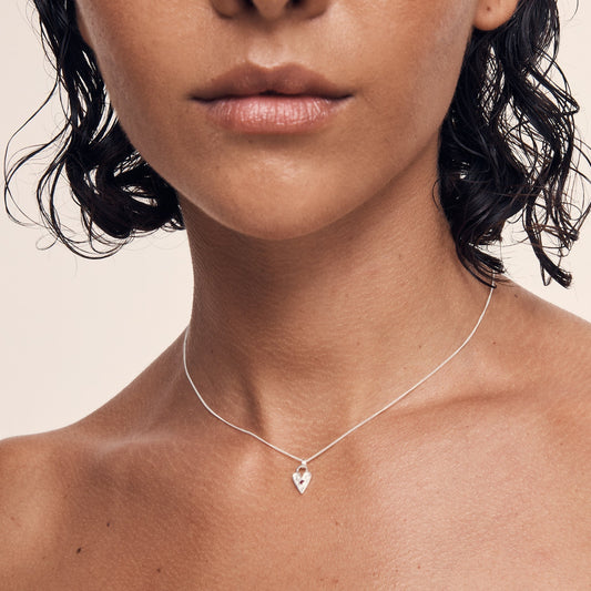 Heart-Shaped Silver Pendant with 0.1 CT Lab-Made Red Ruby Gemstone 2