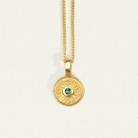 0.5CT Round Cut Emerald Gold Pendant Necklace 1