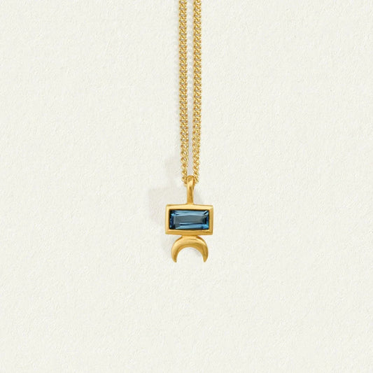 0.5CT Baguette Blue Topaz Lab Made Diamond Pendant 1