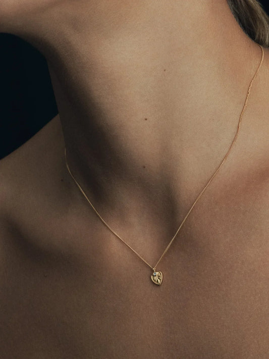 Gold Heart Pendant with 0.01 CT Round Lab Grown Diamond 2