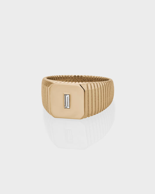 Elegant 0.03 CT Tapered Baguette Lab Grown Diamond Signet Ring 1