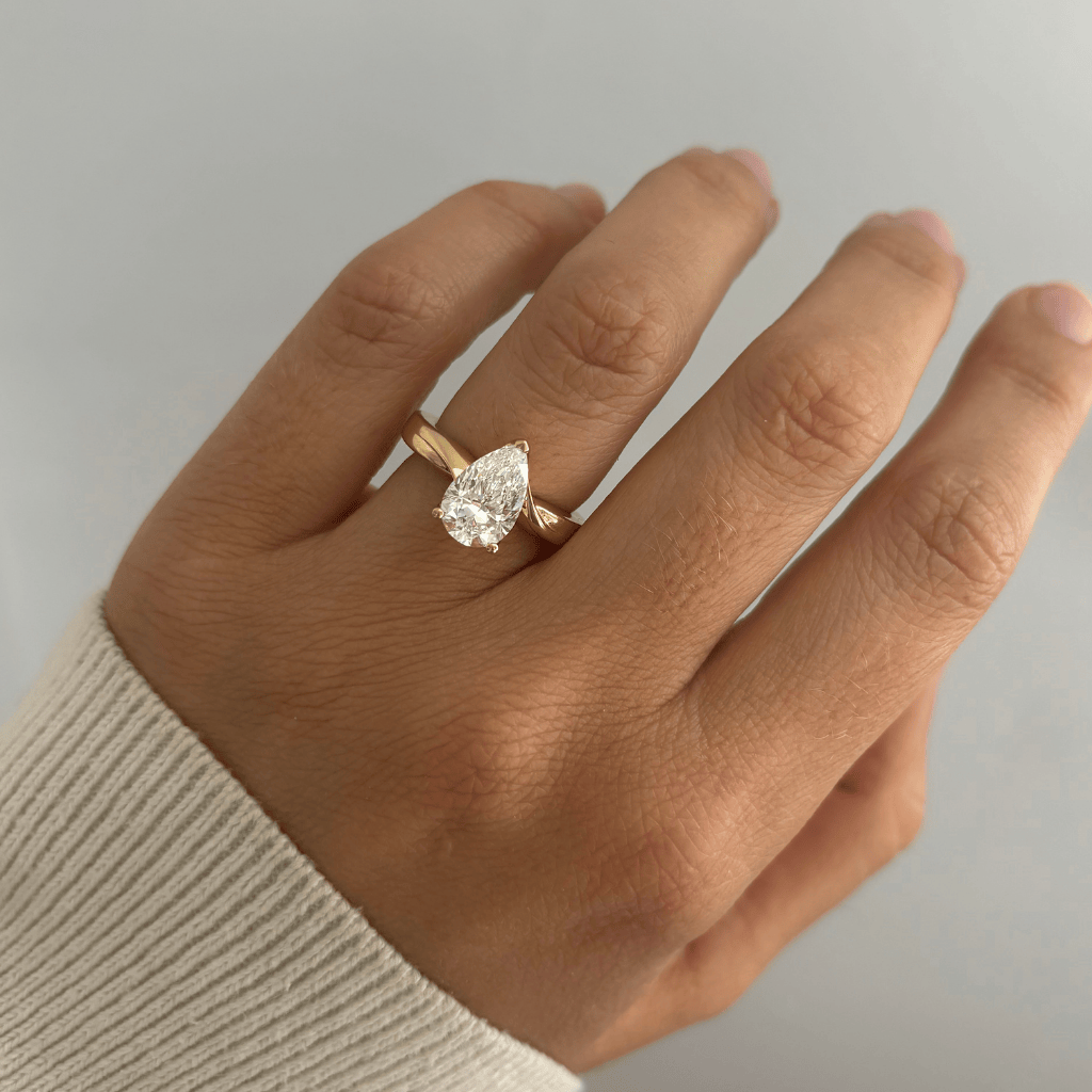 Solitaire & Bypass Style-Pear Lab Grown Diamond Engagement Ring