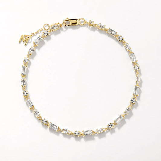 Radiant 4.0 TCW Lab Grown Diamond Tennis Bracelet: Baguette, Round & Marquise Elegance 1