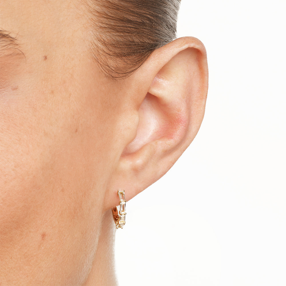 1.0 TCW Baguette Lab Grown Diamond Huggie Earrings in Gold 8