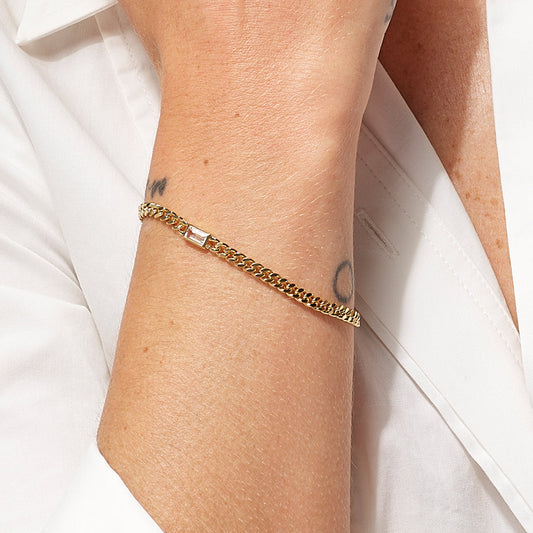 Elegant 0.4 TCW Baguette Lab Grown Diamond Curb Chain Bracelet 2