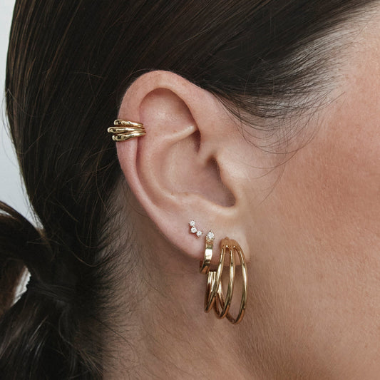 0.73 TCW Round Lab Grown Diamond Gold Hoop Earrings 2