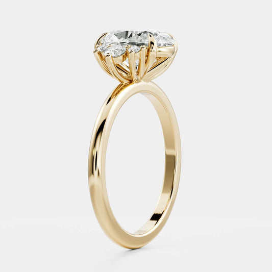 Cluster-Oval Lab Grown Diamond Engagement Ring