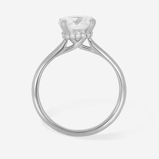 Solitaire & Hidden Halo-1.5 CT Oval Lab Grown Diamond Engagement Ring