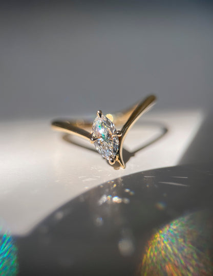Solitaire Asymmetrical Band-Marquise Lab Grown Diamond Engagement Ring