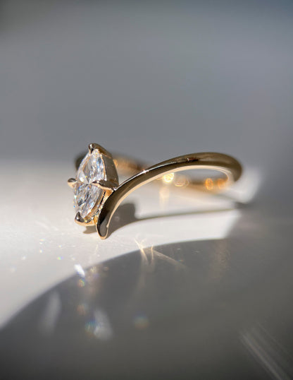 Solitaire Asymmetrical Band-Marquise Lab Grown Diamond Engagement Ring