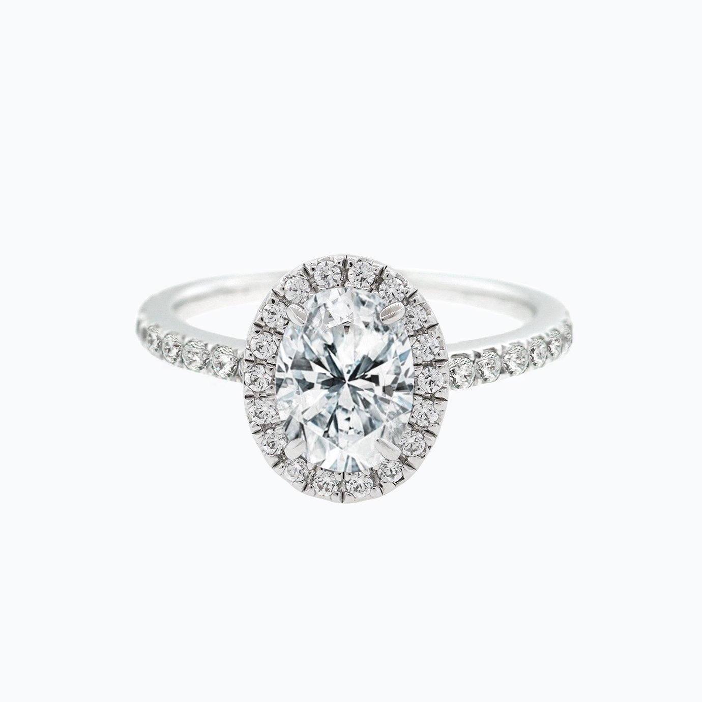 1.5 CT Oval Lab-Grown Diamond Halo & Pave Gold Engagement Ring 3