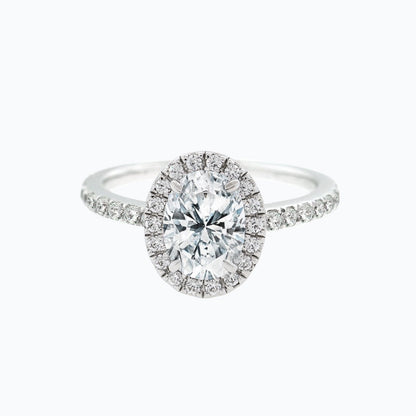 1.5 CT Oval Lab-Grown Diamond Halo & Pave Gold Engagement Ring 3