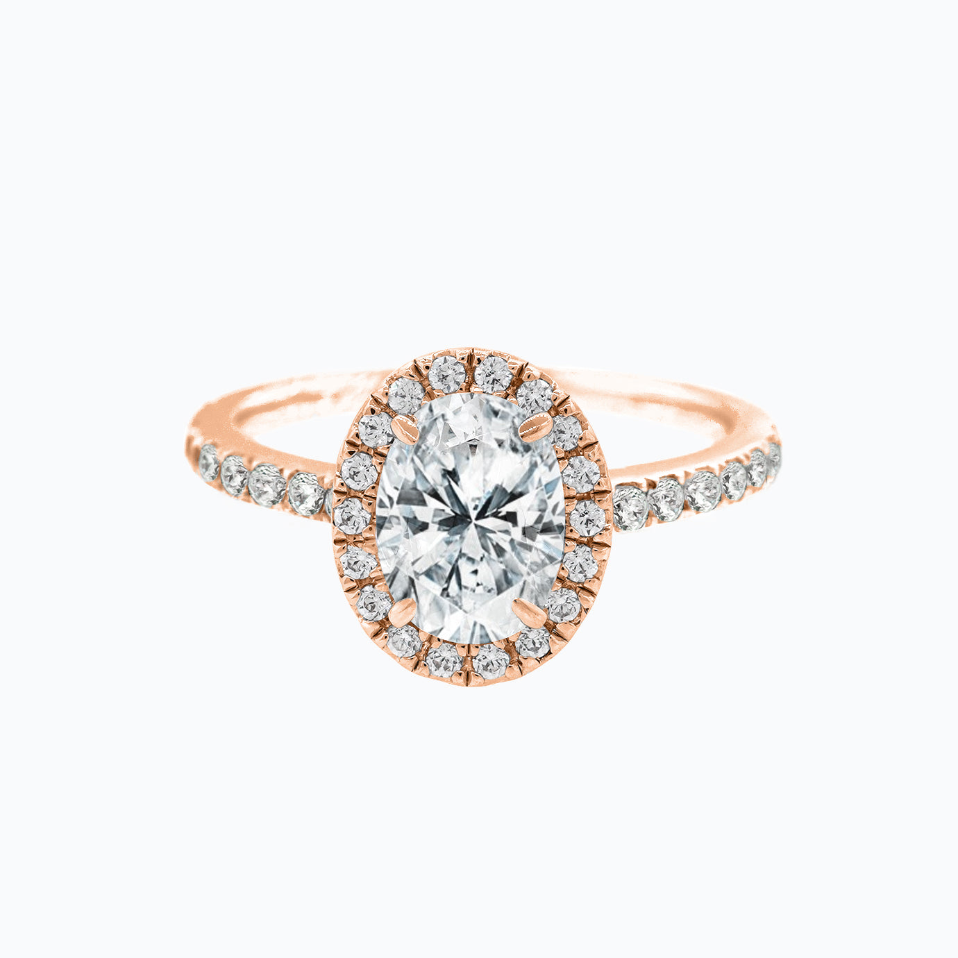 1.5 CT Oval Lab-Grown Diamond Halo & Pave Gold Engagement Ring 2