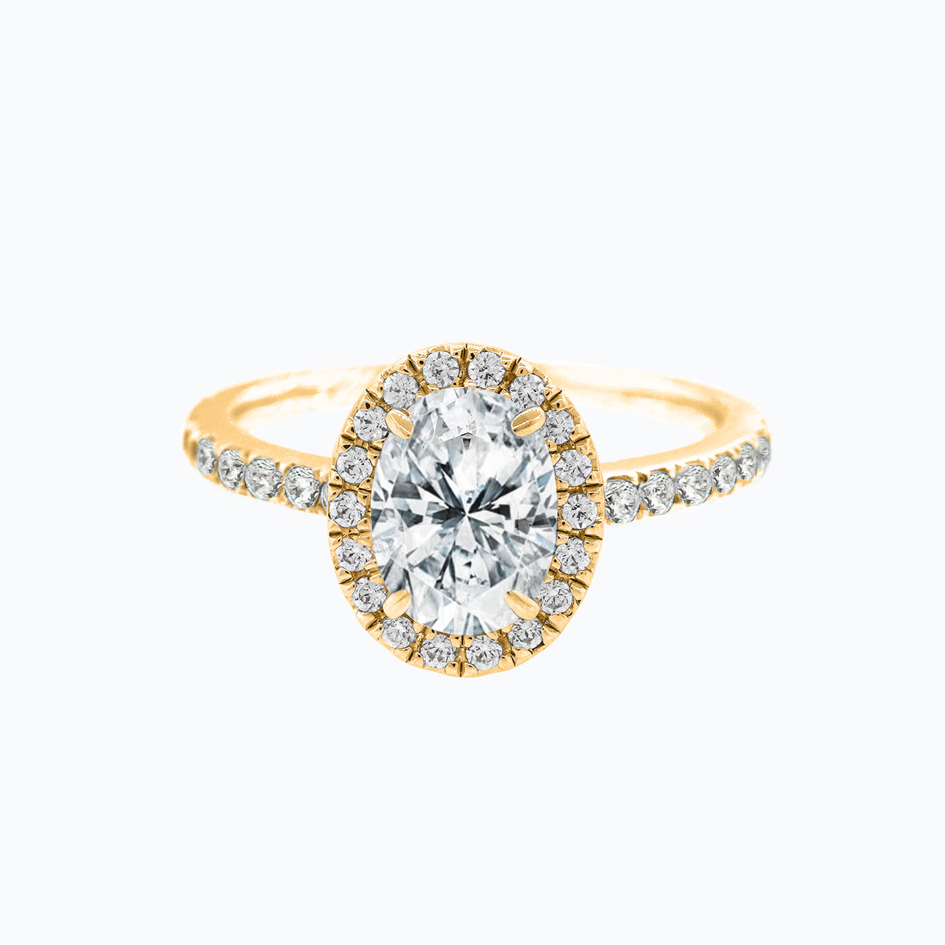 1.5 CT Oval Lab-Grown Diamond Halo & Pave Gold Engagement Ring 1
