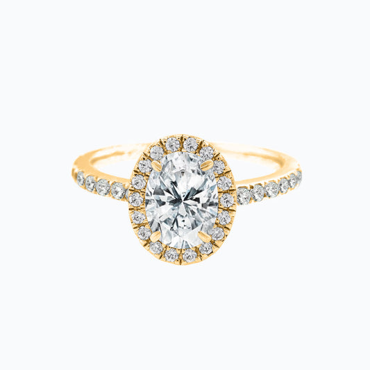 1.5 CT Oval Lab-Grown Diamond Halo & Pave Gold Engagement Ring 1