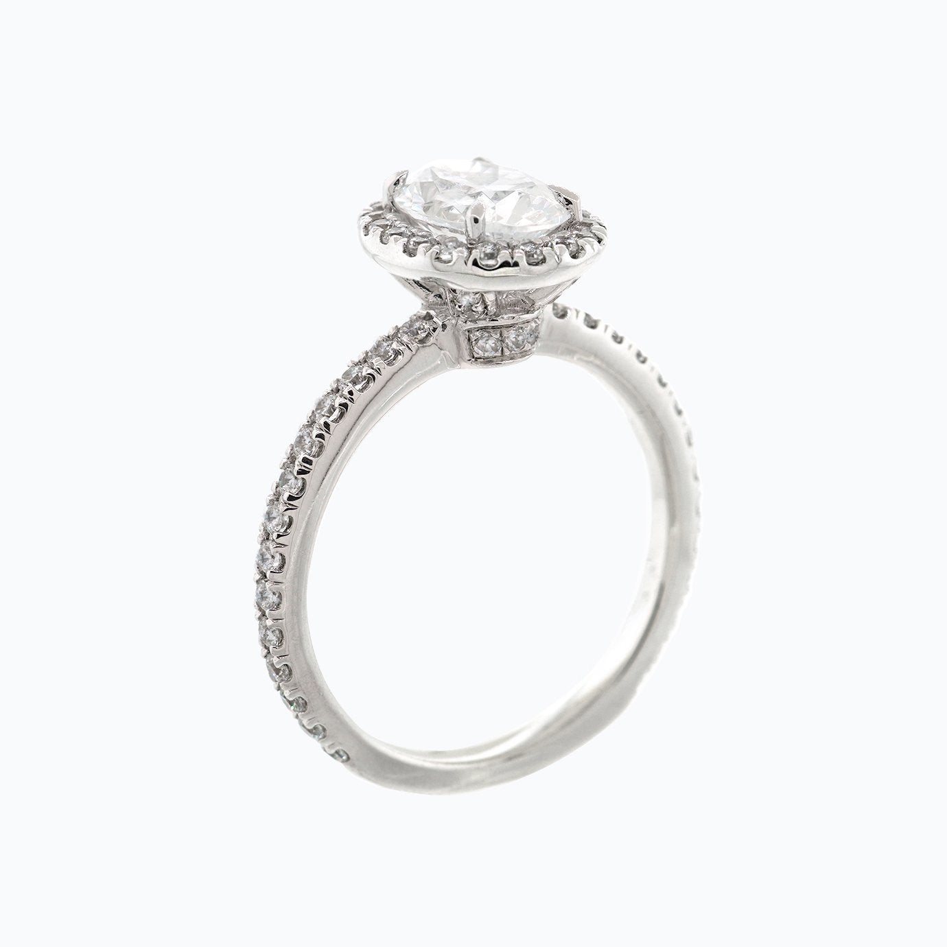 1.5 CT Oval Lab-Grown Diamond Halo & Pave Gold Engagement Ring 5