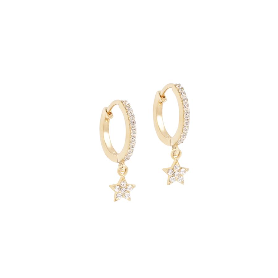 0.06 TCW Round Lab Grown Diamond Star Charm Hoop Earring